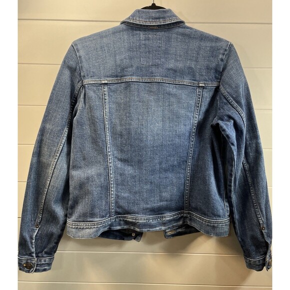J Crew Denim Trucker Jacket Y2K Small Womens Med Wash Blue Stretch Cotton Blend - Picture 5 of 12